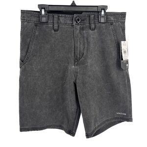 Volcom SNT Blitzed Hybrid Board Shorts Boys Size 16 (28) Washed Black